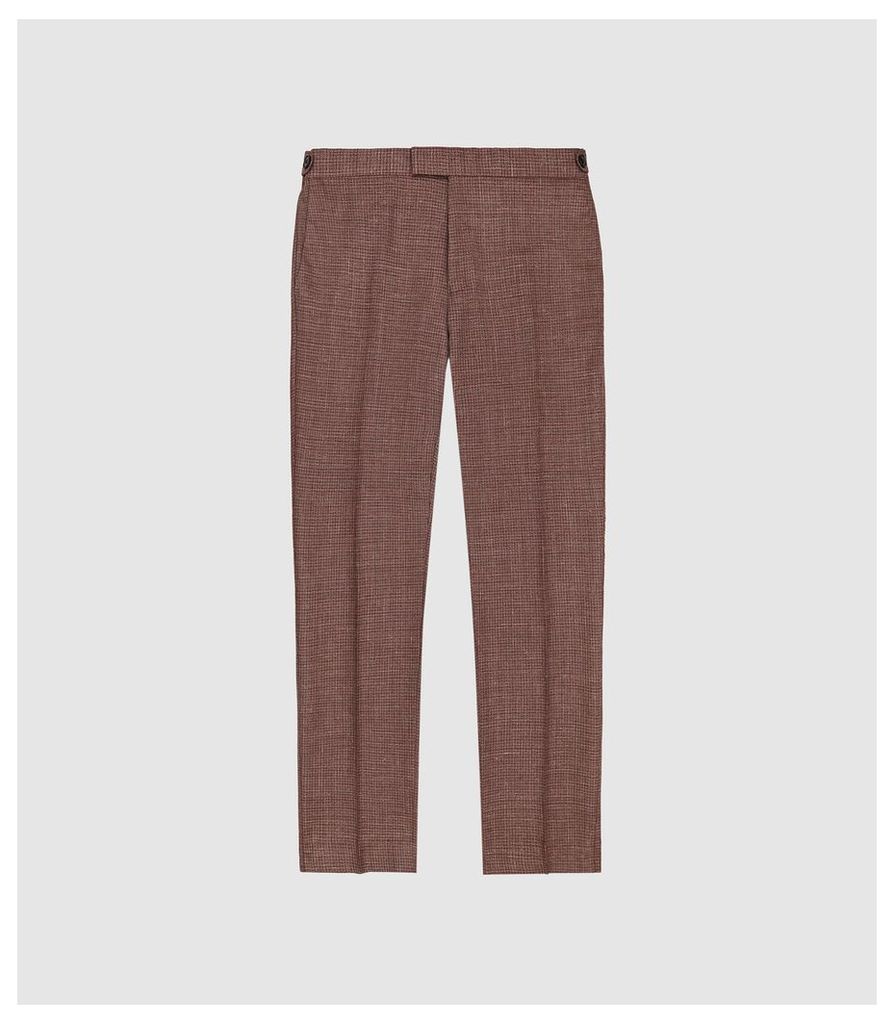 Reiss Recline - Wool Silk Blend Slim Fit Trousers in Bordeaux, Mens, Size 36