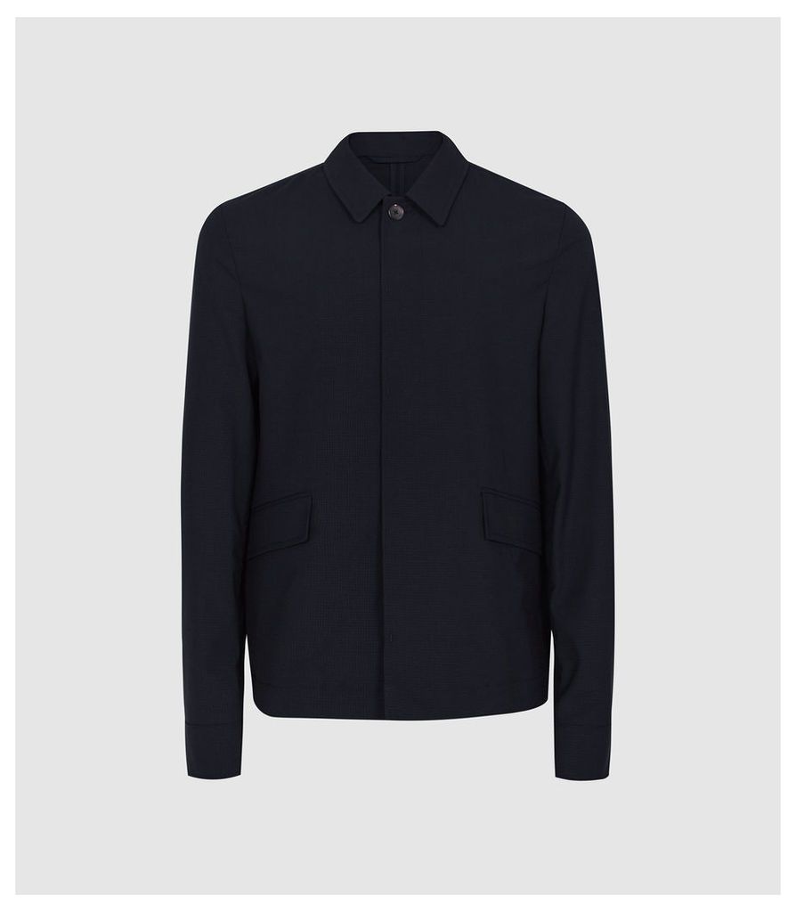 Reiss Edward - Lightweight Revere Collar Jacket in Navy, Mens, Size XXL