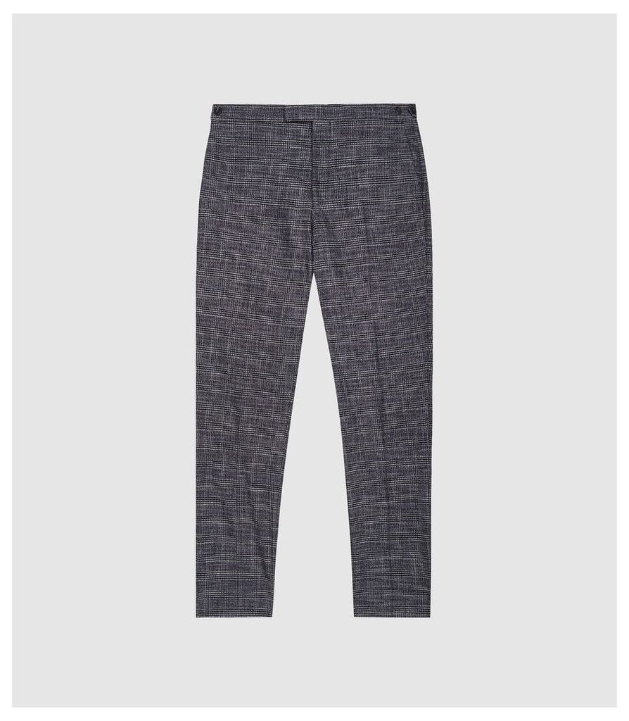 Reiss Cheval - Checked Slim Fit Trousers in Navy, Mens, Size 38