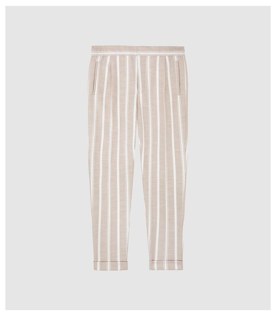 Reiss Morris - Pleat Front Striped Trousers in White, Mens, Size 38