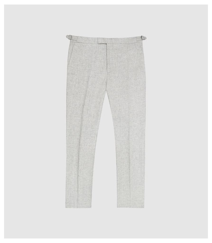 Reiss Dee - Wool Linen Blend Slim Fit Trousers in Light Grey, Mens, Size 38