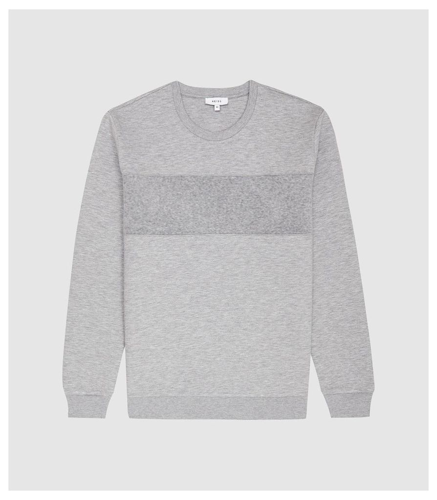 Reiss Arty - Textural Stripe Sweatshirt in Grey/grey, Mens, Size XXL