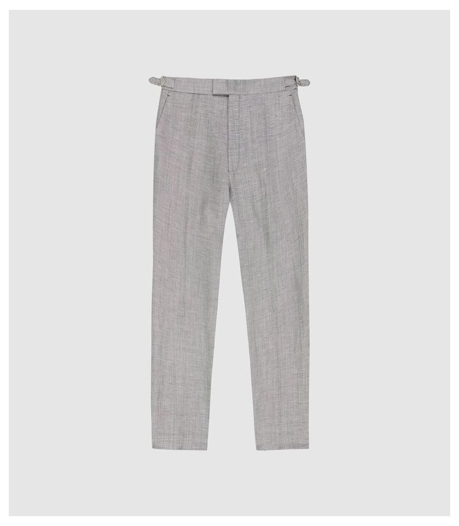 Reiss Dagger - Wool Linen Blend Slim Fit Trousers in Grey, Mens, Size 38