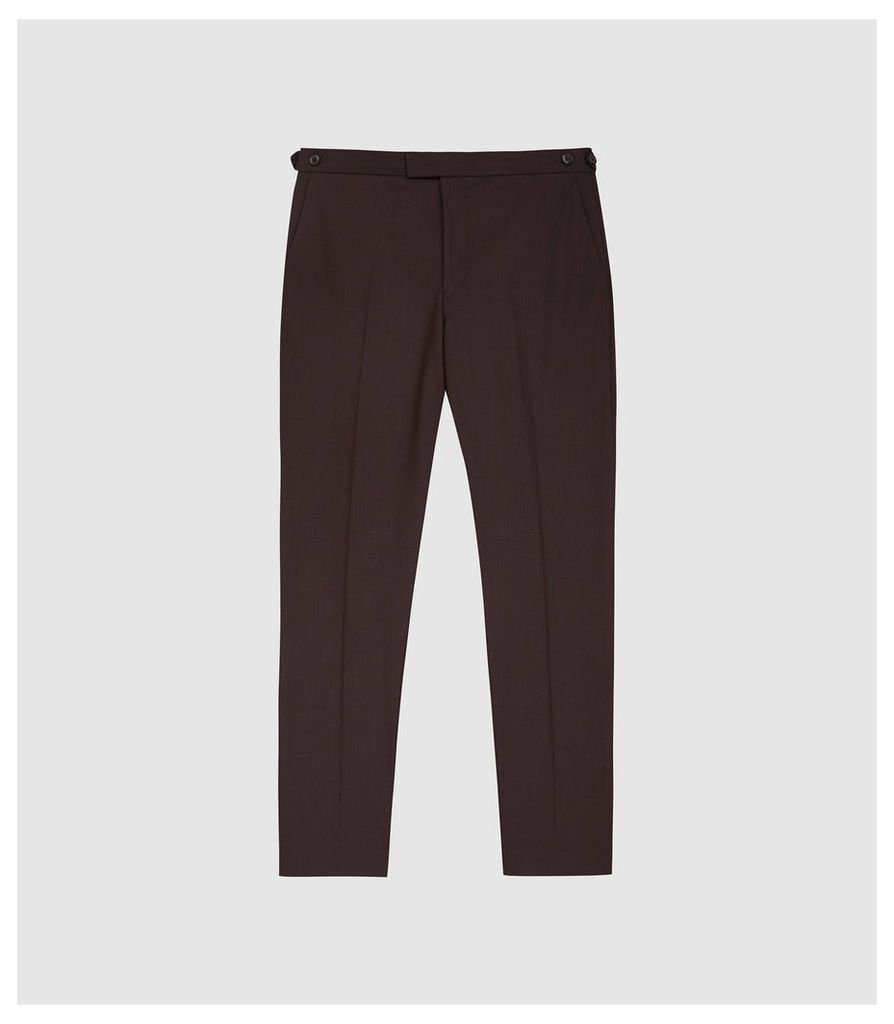Reiss Malbec - Wool Blend Slim Fit Trousers in Plum, Mens, Size 38