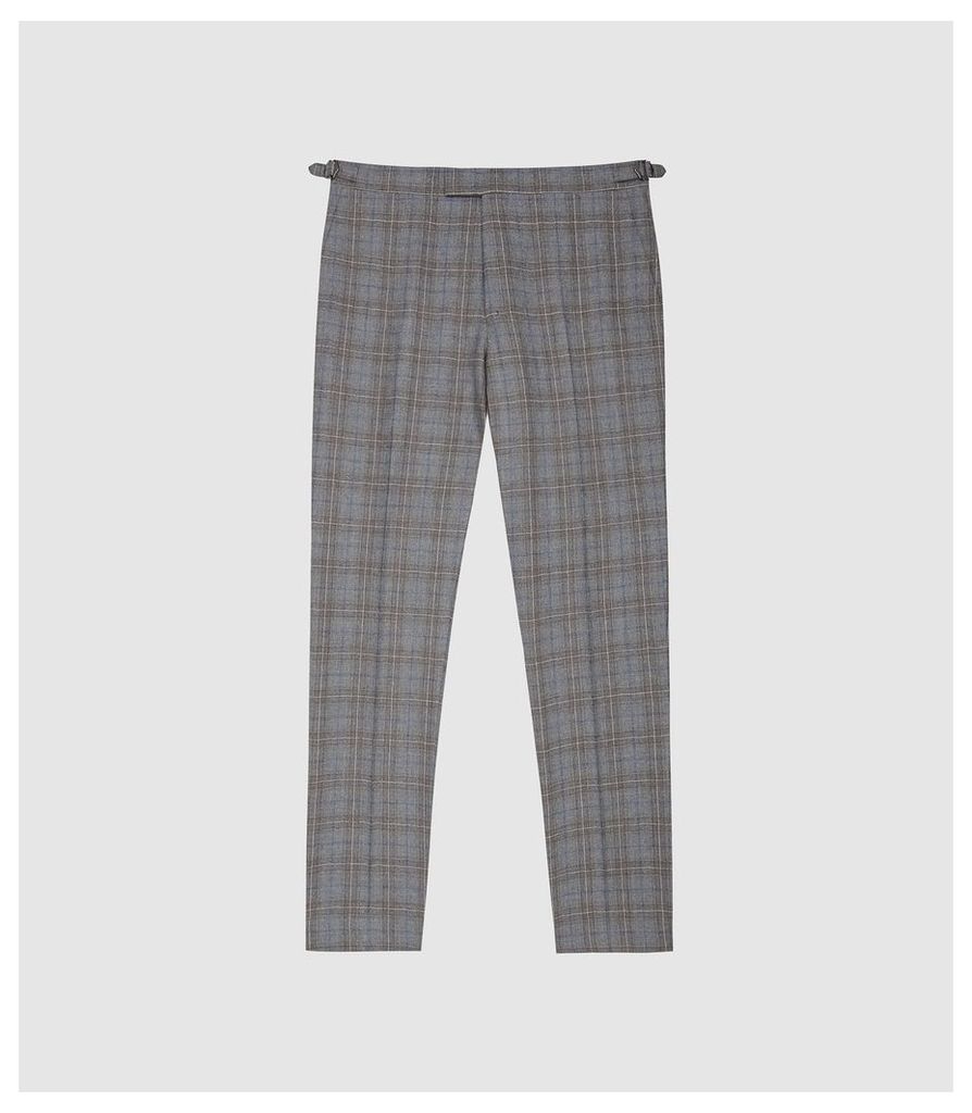 Reiss Ringmer - Checked Slim Fit Trousers in Grey, Mens, Size 38