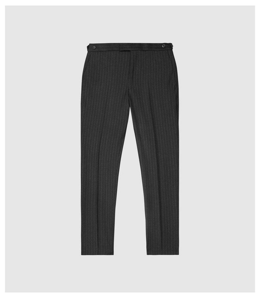 Reiss Salan - Slim Fit Pin Stripe Trousers in Charcoal, Mens, Size 38
