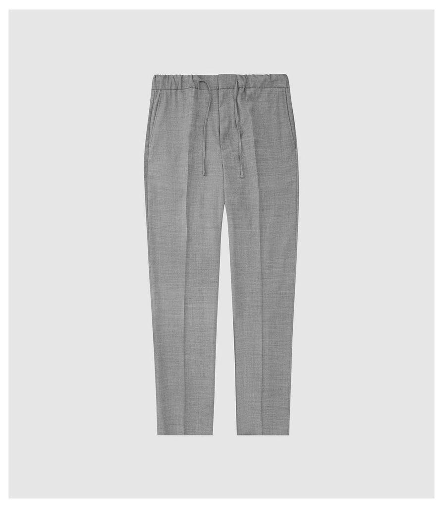 Reiss Solomeo - Wool Blend Drawstring Trousers in Grey, Mens, Size 38