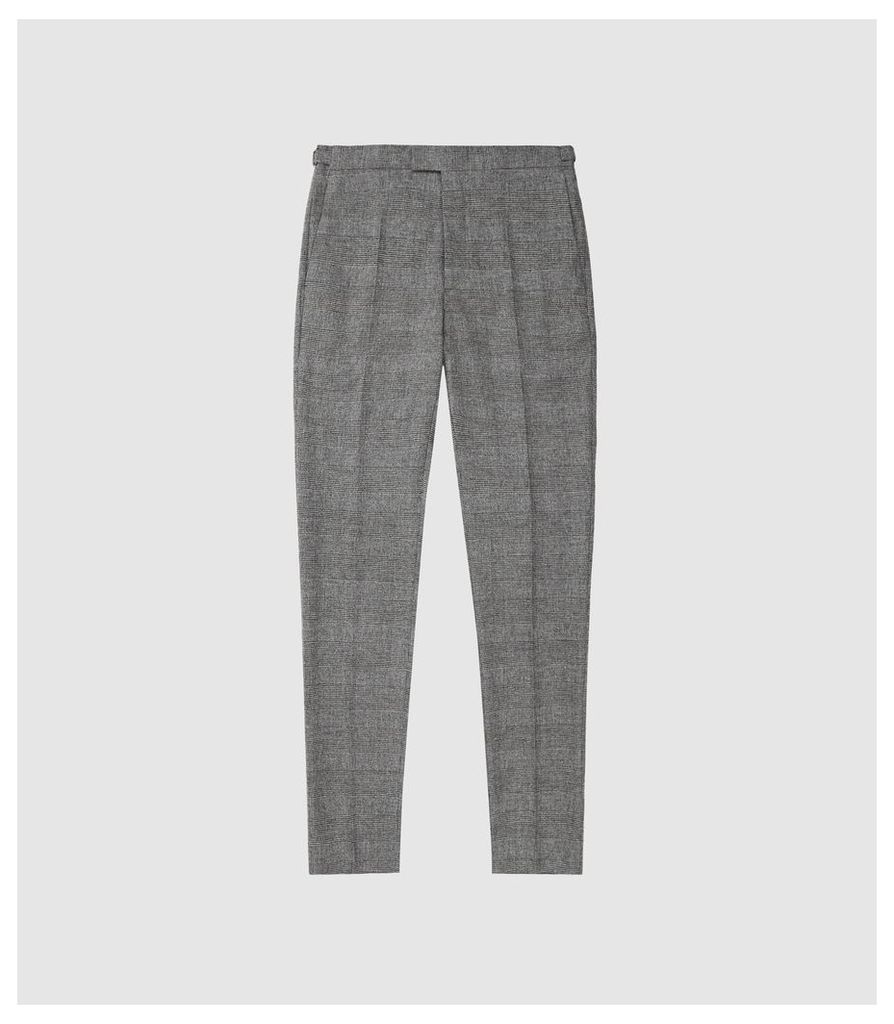 Reiss Capital - Checked Slim Fit Trousers in Soft Grey, Mens, Size 38