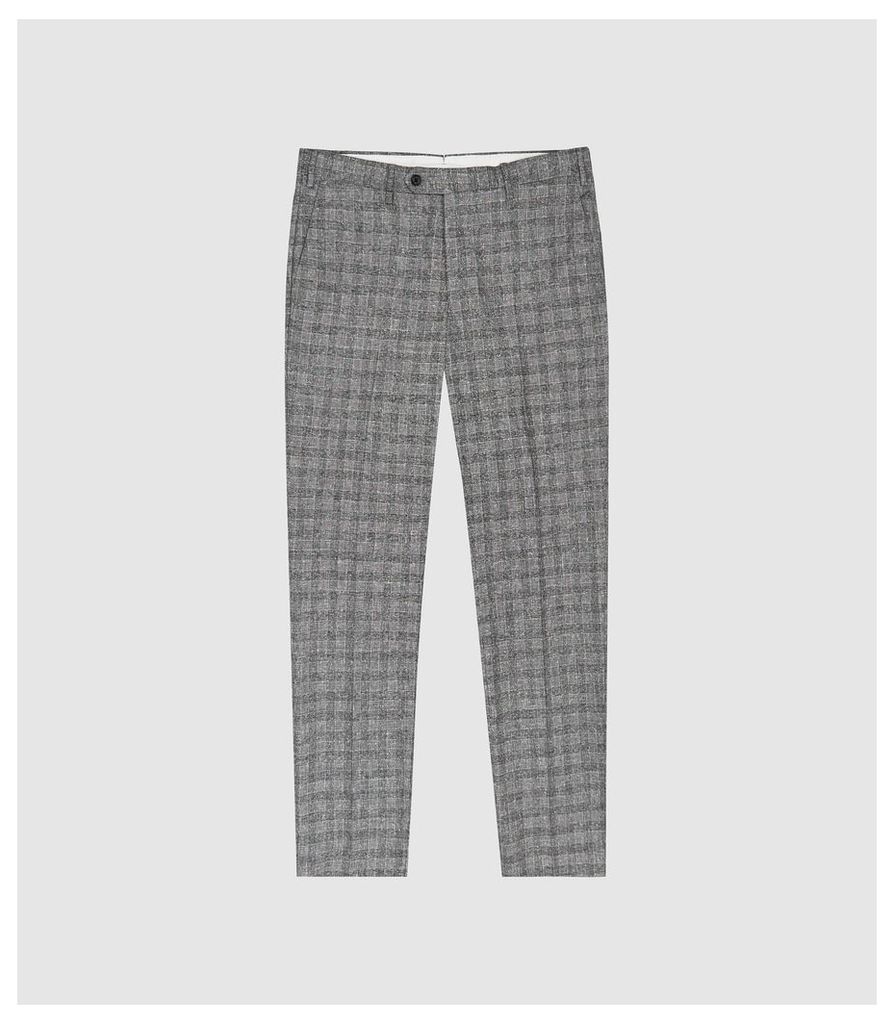 Reiss Avon - Slim Fit Checked Trousers in Grey, Mens, Size 38