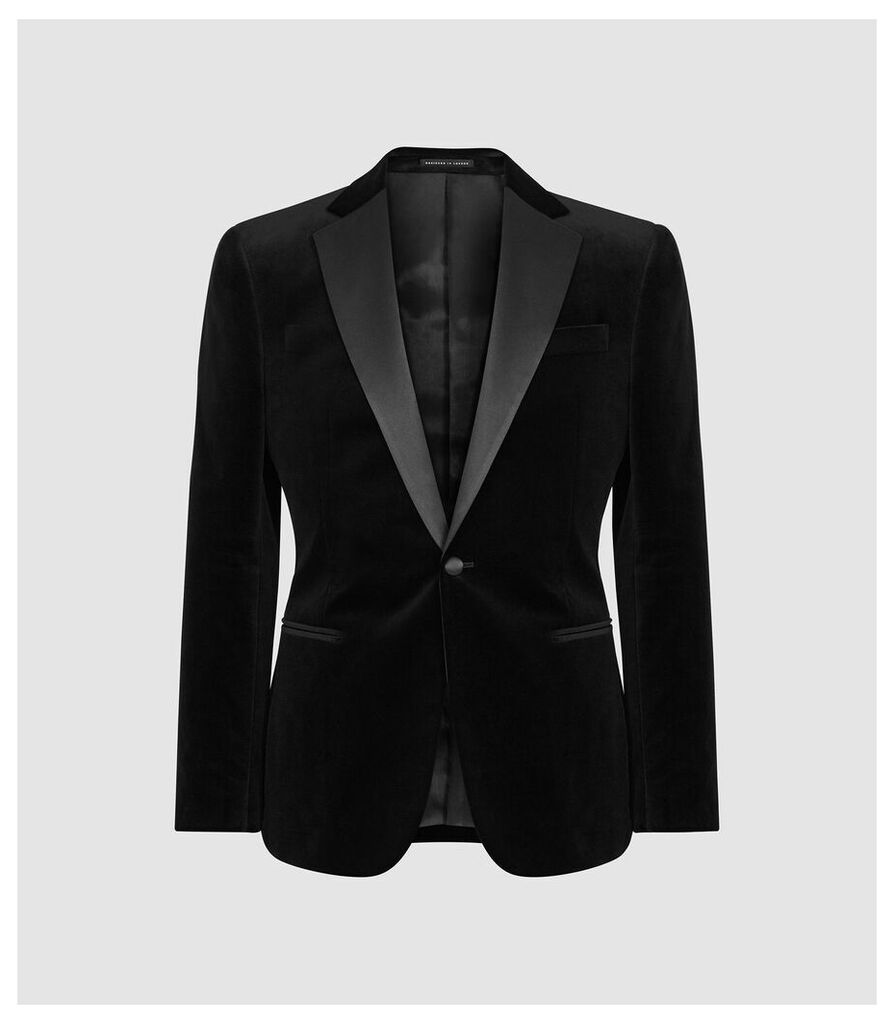 Reiss Ace - Velvet Blazer in Black, Mens, Size 40