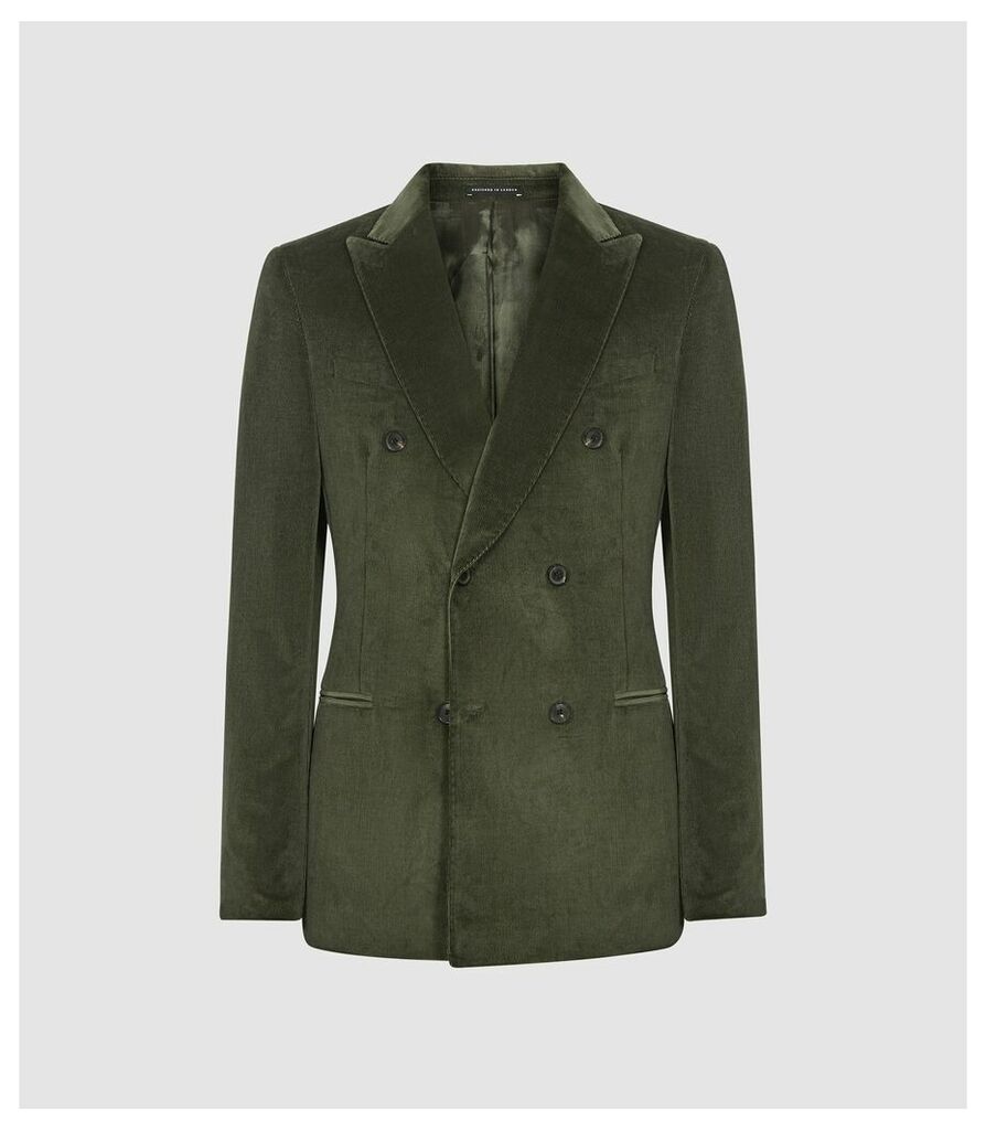 Reiss King - Double Breasted Corduroy Blazer in Green, Mens, Size 46