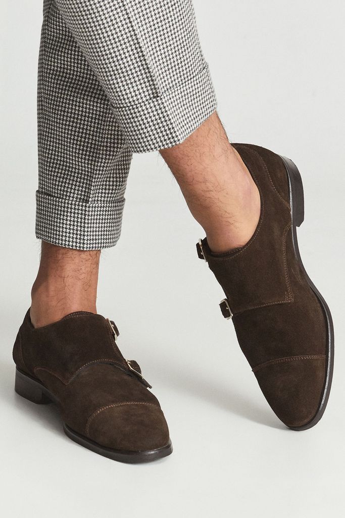 Brown Rivington Suede Monk Strap Shoes