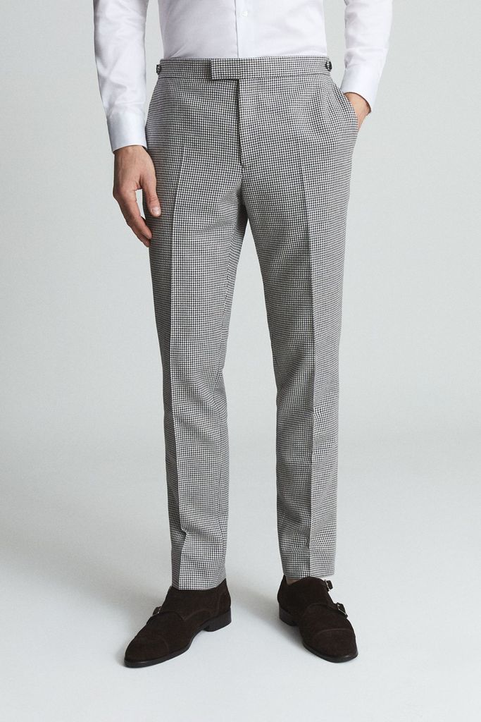 Grey/Brown Freedom Puppytooth Wool Blend Trousers