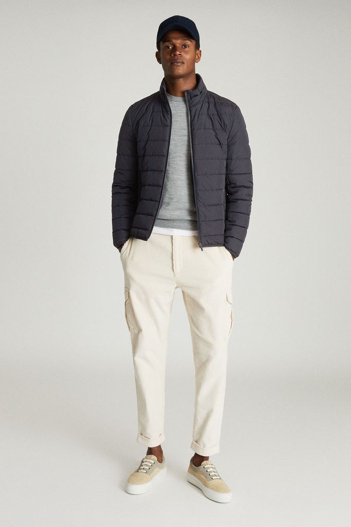 Navy Armstrong Quilted Funnel Neck Jacket