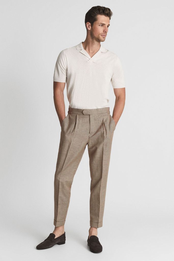 Brown Walk Formal Puppytooth Check Trousers