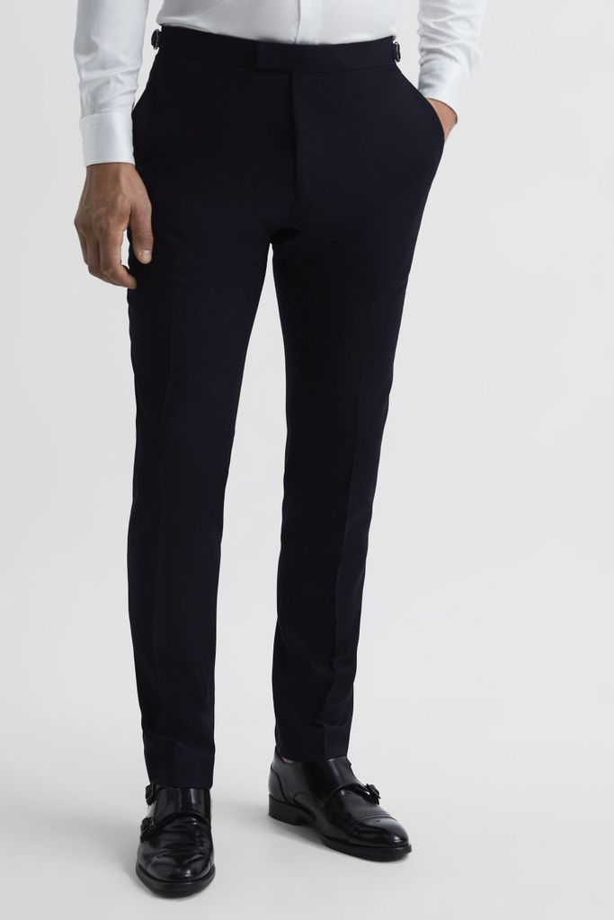 Navy Belford Brushed Wool Mixer Trousers