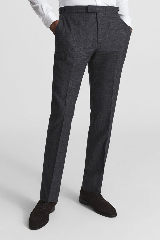 Charcoal Dunn Textured Slim Fit Trousers