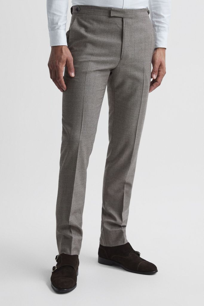 Brown Chewton Wool Puppytooth Mixer Trousers