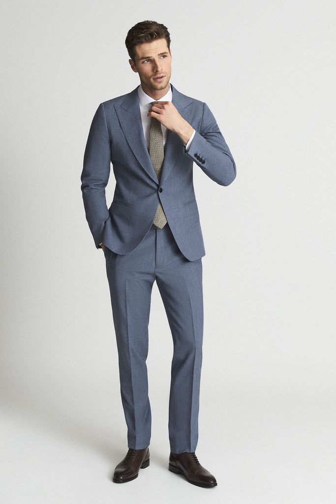 Airforce Blue Bold Slim Fit Wool Trousers