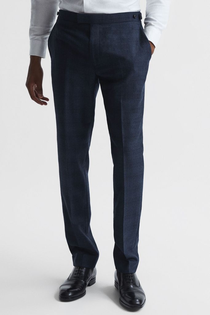 Navy Ancroft Prince of Wales Check Mixer Trousers
