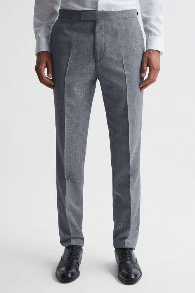 Blue Hustle Micro Puppytooth Slim Fit Trousers