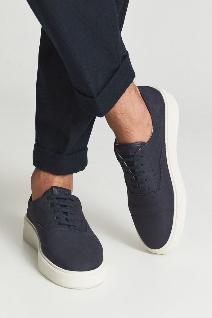 Navy Acer Nubuck Lace-Up Trainers