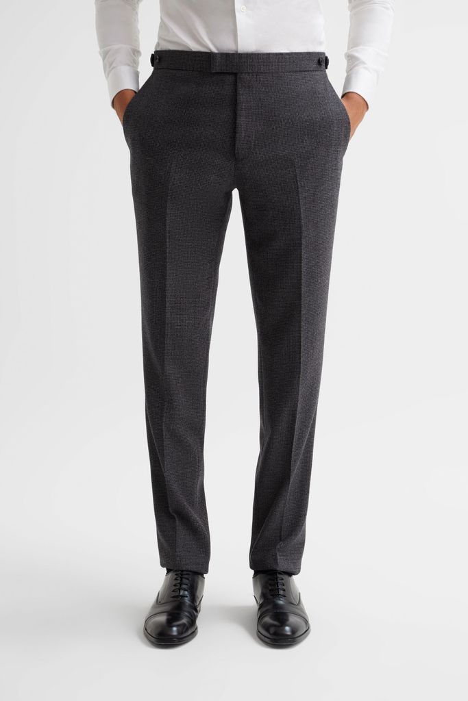 Grey Bamburgh Puppytooth Check Trousers