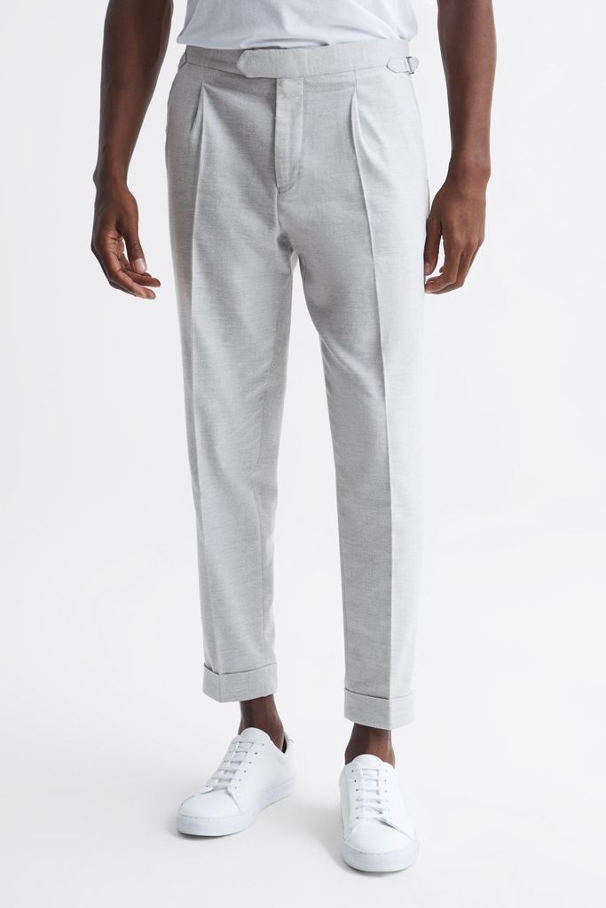 Soft Grey Map Tapered Side Adjuster Trousers