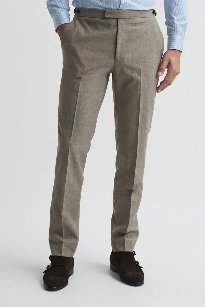 Light Brown Rope Slim Fit Textured Mixer Trousers