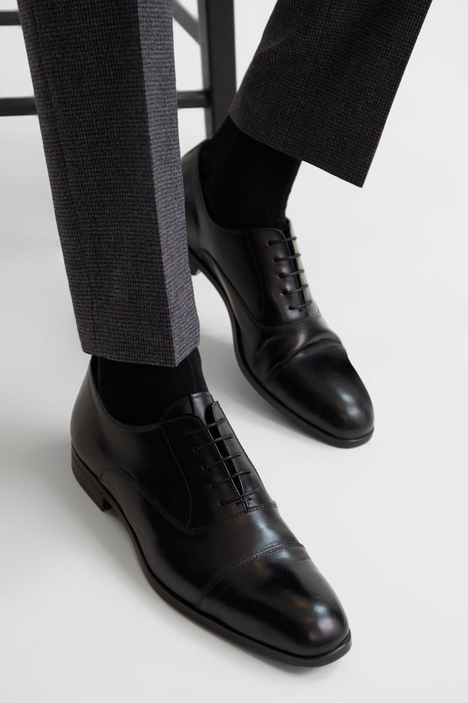 Black Hertford Leather Oxford Shoes