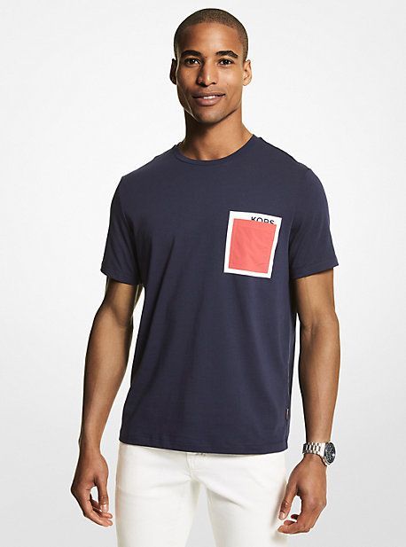 MK Scatter Logo Cotton Jersey T-Shirt - Midnight - Michael Kors