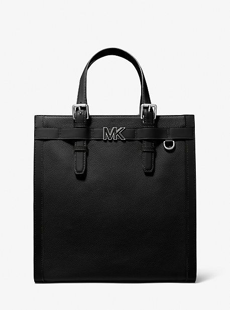 MK Hudson Pebbled Leather Tote Bag - Black - Michael Kors