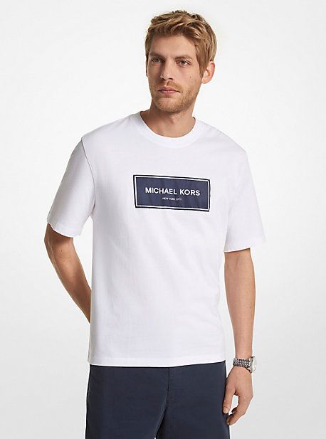 MK Logo Cotton Oversized T-Shirt - White - Michael Kors