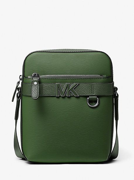 MK Hudson Leather Flight Bag - Amazon Green - Michael Kors