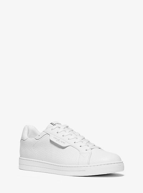 MK Keating Pebbled Leather Trainers - White - Michael Kors