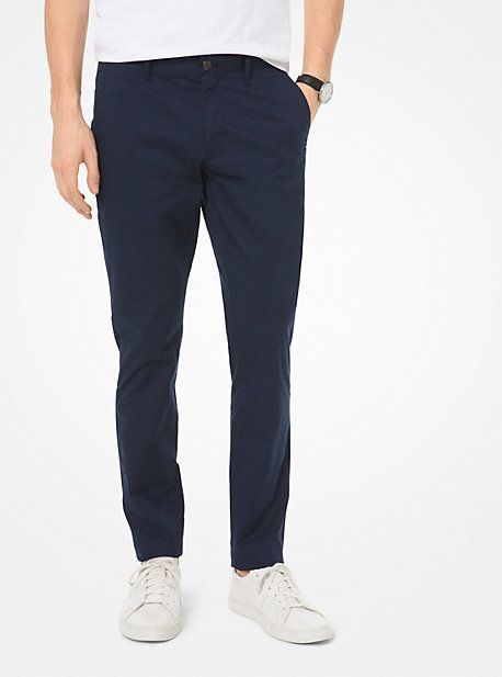 MK Skinny-Fit Stretch-Cotton Chino Trousers - Blue - Michael Kors