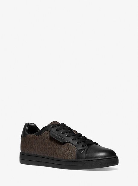 MK Keating Logo and Leather Trainers - Brown - Michael Kors