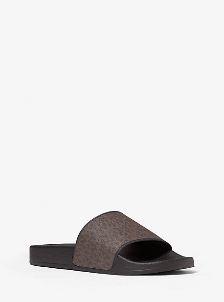 MK Jake Logo Slide Sandal - Brown - Michael Kors