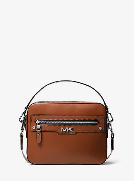 MK Varick Leather Camera Bag - Brown - Michael Kors