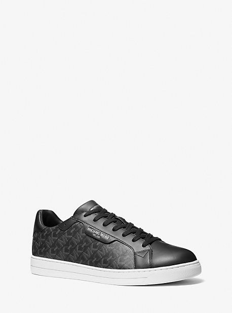 MK Keating Empire Signature Logo and Leather Trainers - Black - Michael Kors