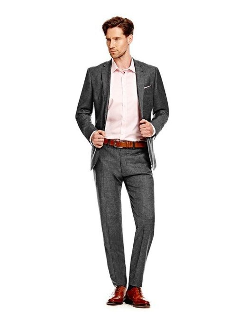 Men's Charcoal Twill Slim Fit Suit - Super 120s Wool