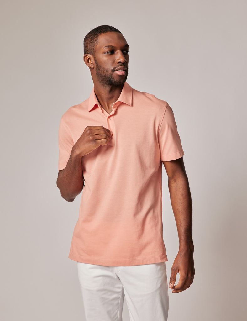 Coral Mercerised Pique Polo Shirt - Short Sleeve