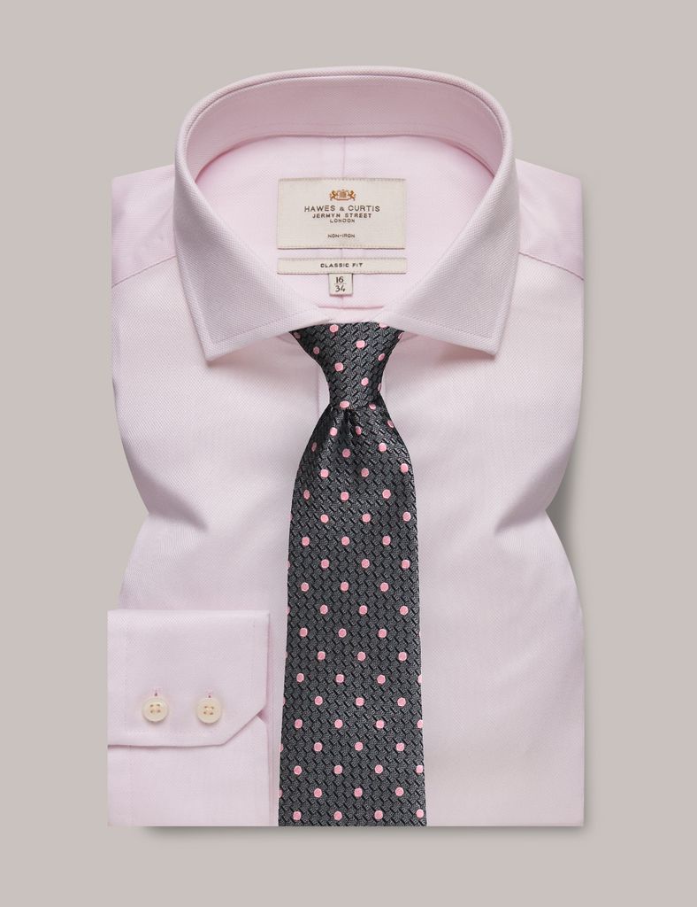 Non-Iron Pink Pique Classic Shirt - Windsor Collar