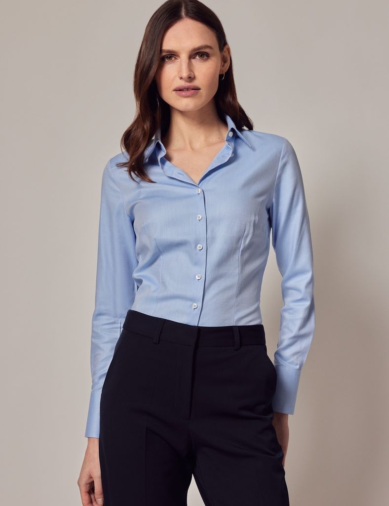 Executive Light Blue Twill Cotton Fitted Shirt