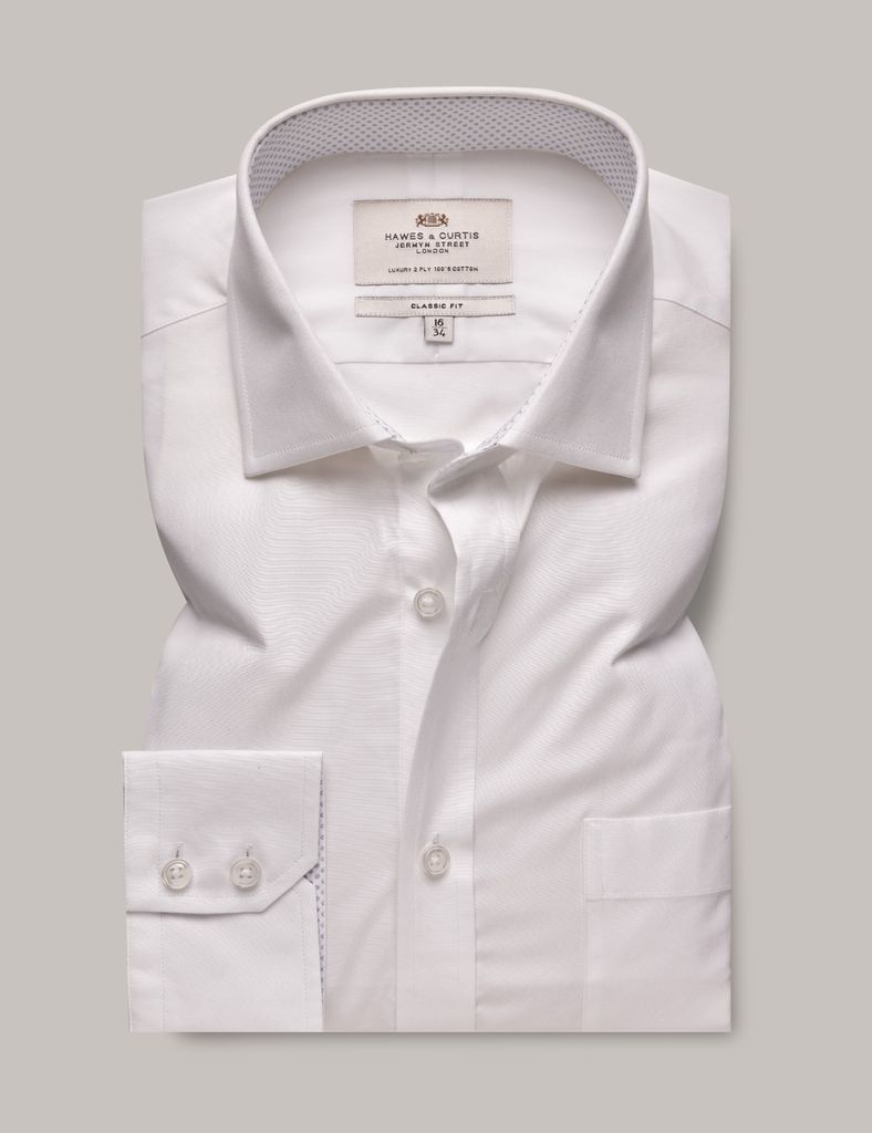 White Poplin Classic Shirt With Contrast Detail & Breast Pocket