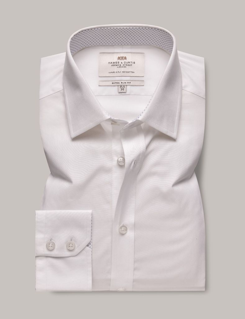 White Poplin Extra Slim Shirt - Contrast Detail
