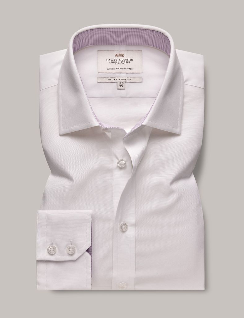 White Poplin Slim Shirt - Contrast Detail