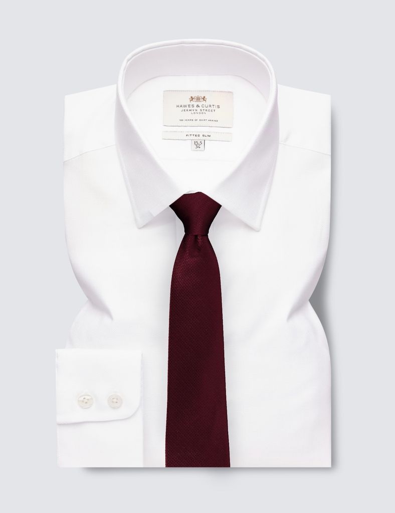 Formal White Oxford Fitted Slim Shirt