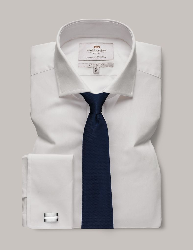 White Extra Slim Shirt - Windsor Collar - Double Cuff