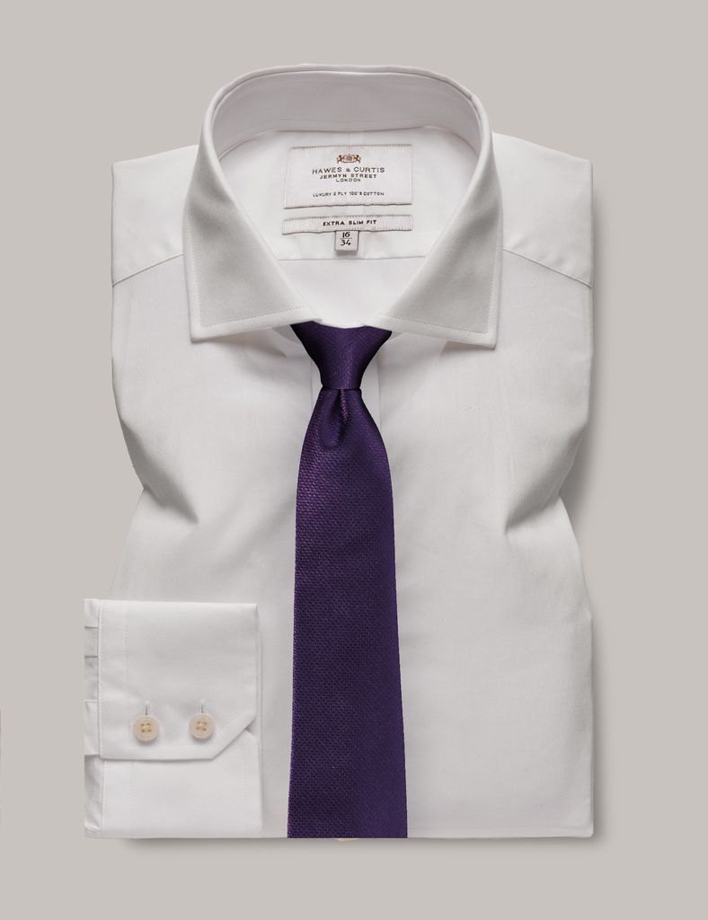 White Poplin Extra Slim Shirt - Windsor Collar
